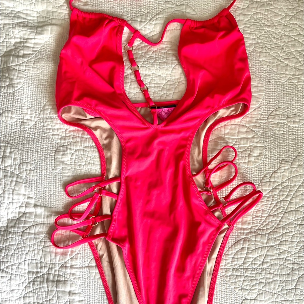 Vibrant Pink Kids One Piece Swimsuit